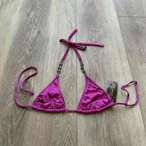 BEACH BUNNY SWIMEAR PURPLE JEWELED BIKINI TOP XS